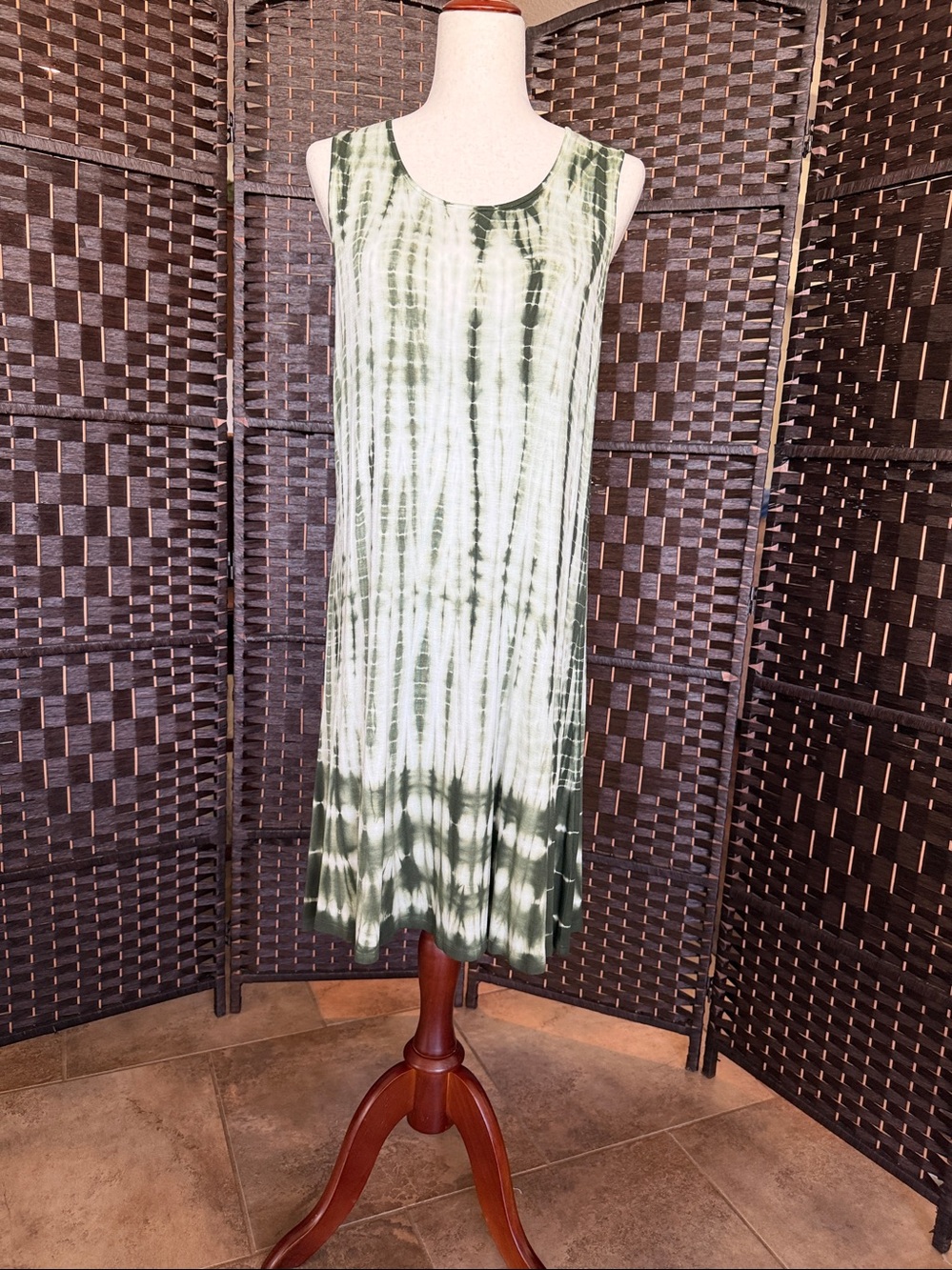 Sunday Green Tie-Dye Sundress Dress